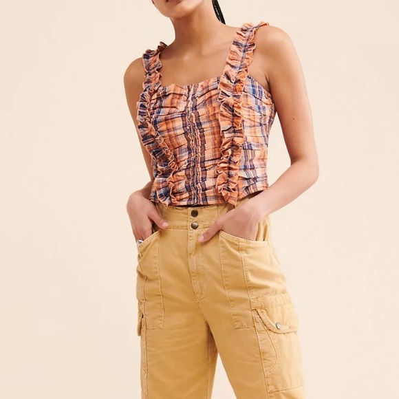 NWT Anthropologie Verb by Pallavi Singhee Ruffled‎ Plaid Top Size Medium - Picture 1 of 13